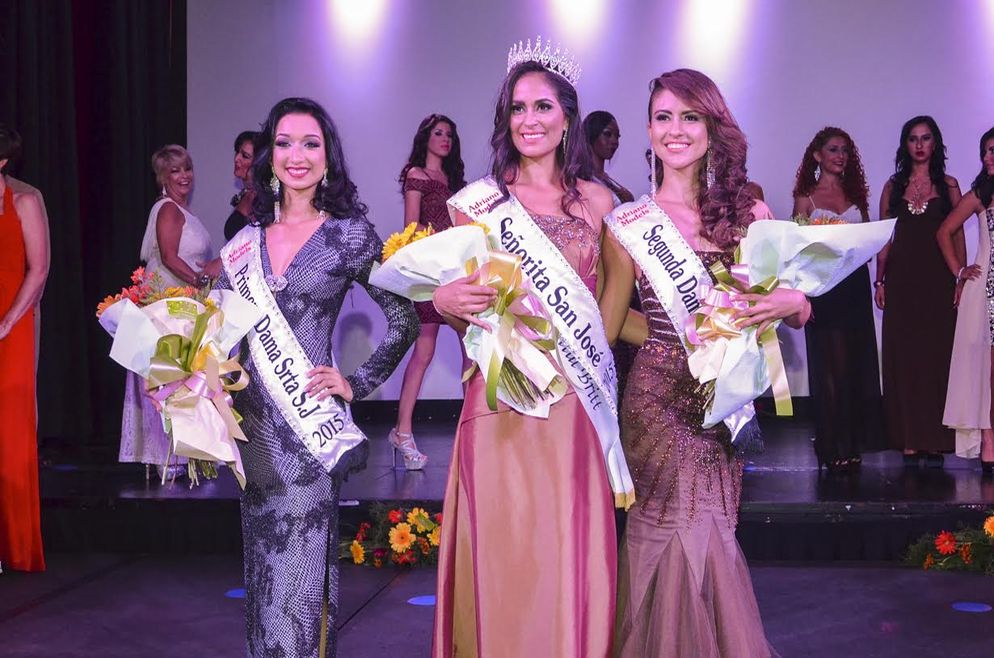 Gina Mora (centre) was is the new Señorita San José (Miss San Jose) 2015. Runners up are Carolina Jimenez (left) and Fariany Gutierrez (right). Photo: Arnoldo Barquero